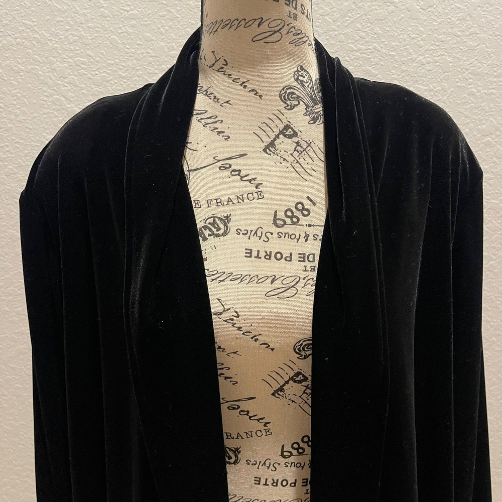 VTG Fashion Bug Womens Velvet Cardigan Open Front Black Plus Size 18/20 W Career - Picture 3 of 8